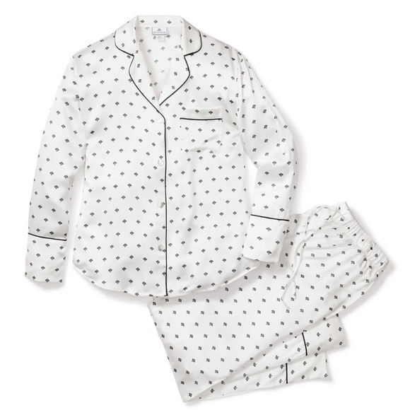 Petite Plume XS Silk Pajama Set in White Art Nouveau - Picture 3 of 9